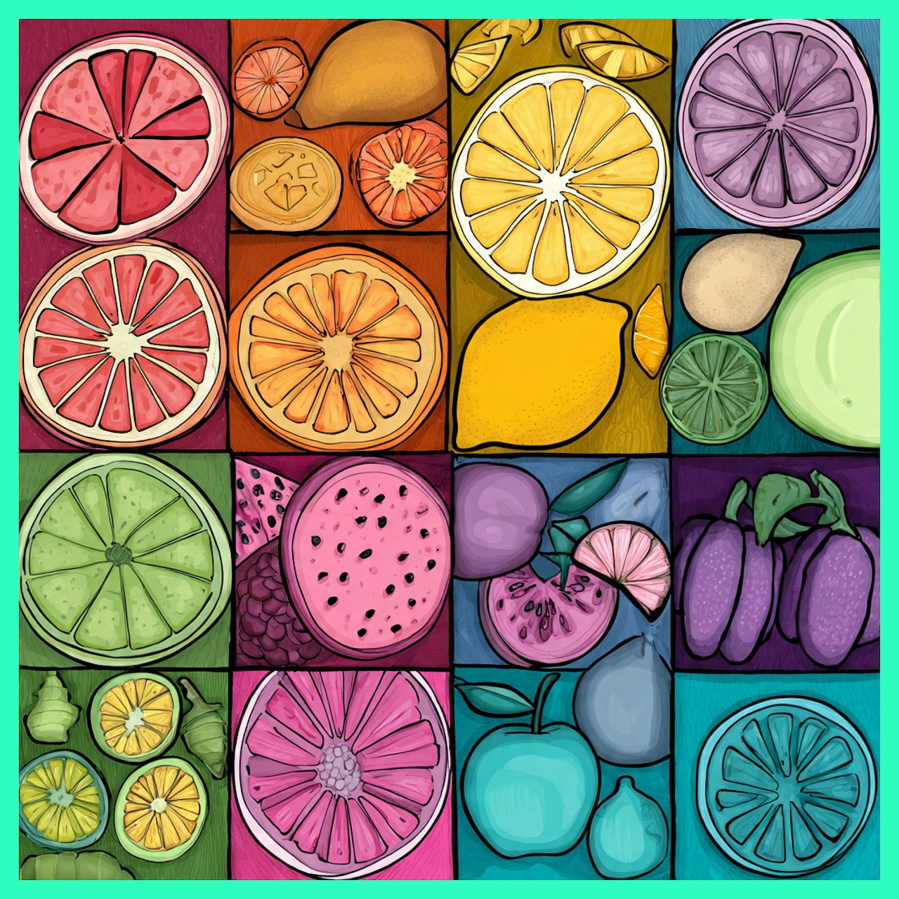Fruit Patchwork Grid
