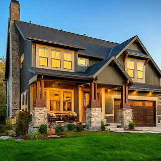 Craftsman-Style House at Dusk