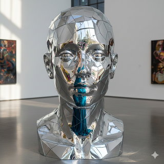 Chrome Sculpture Face