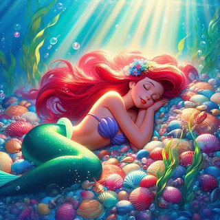 Mermaid Sleeping on Seashells