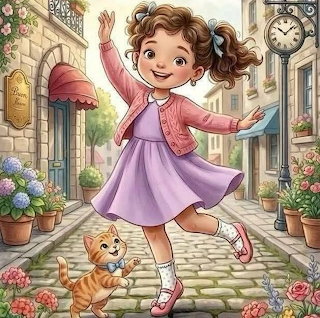 Girl Dancing with Cat