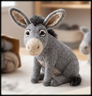 Felt Donkey Figurine