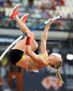 Pole Vaulter Mid-Jump