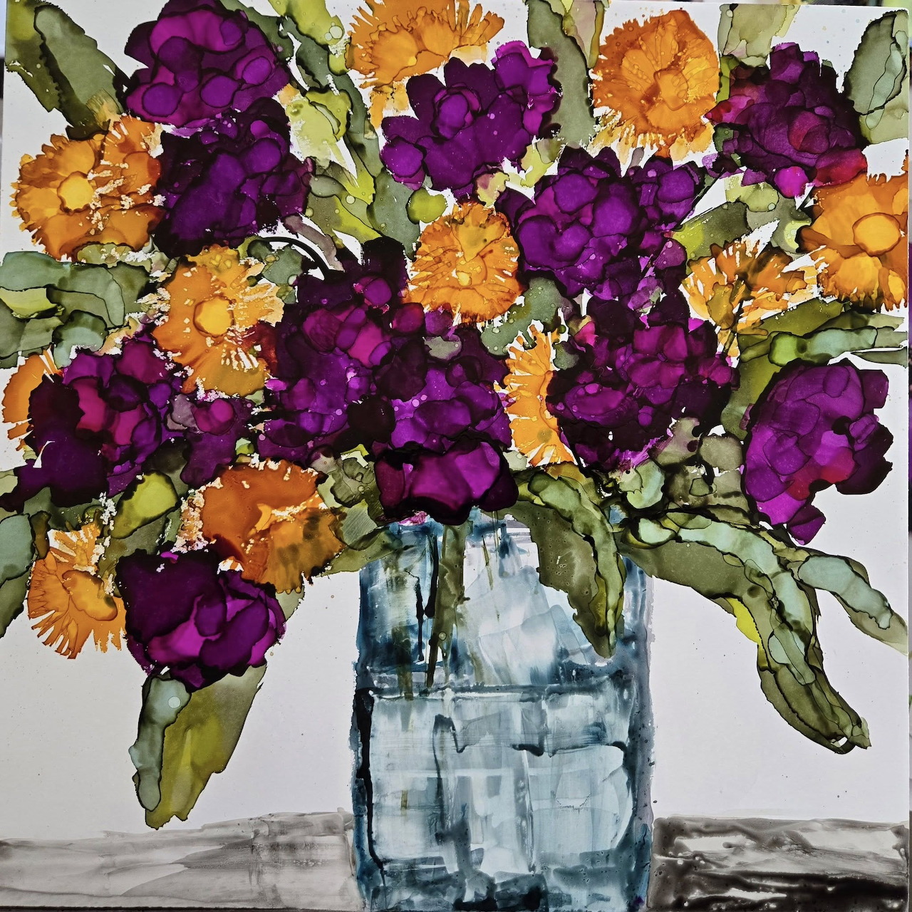 Flowers in Glass Painting