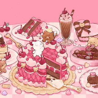 Pink Dessert Table Illustration