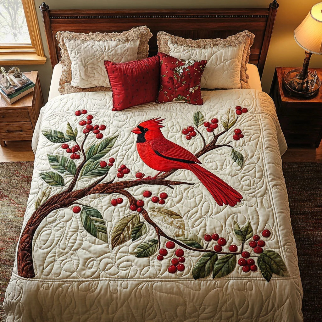 Red cardinal quilt