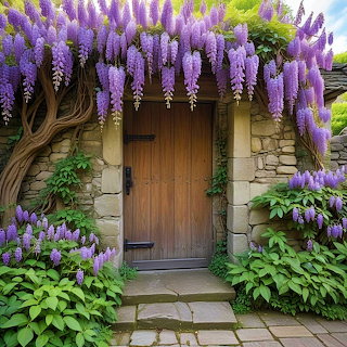 Rustic Door with Wisteria