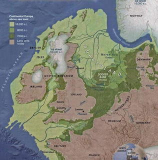 Illustrated map of the United Kingdom, Ireland, and nearby parts of Europe