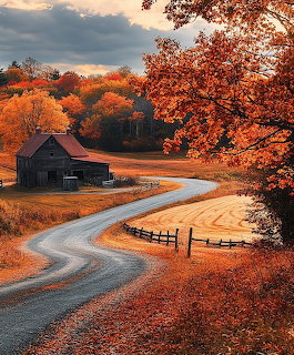 Autumn Country Road Barn
