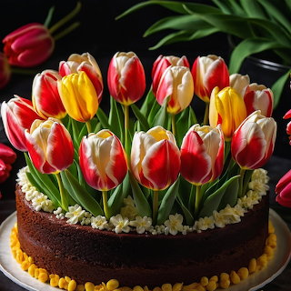 Tulip Decorated Chocolate Cake