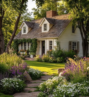 Cottage Garden with Stone Path