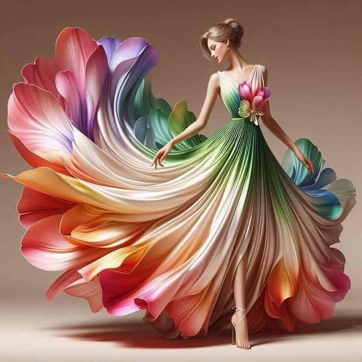Woman in Petal Dress