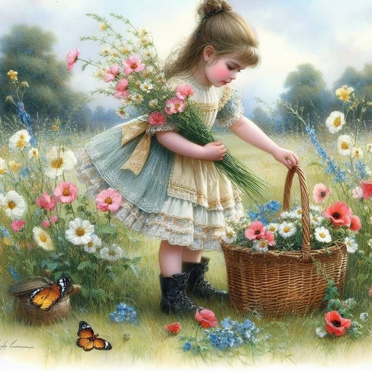 Girl Picking Flowers