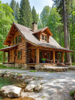 Log Cabin in Forest