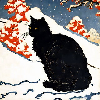 Black Cat in Snow