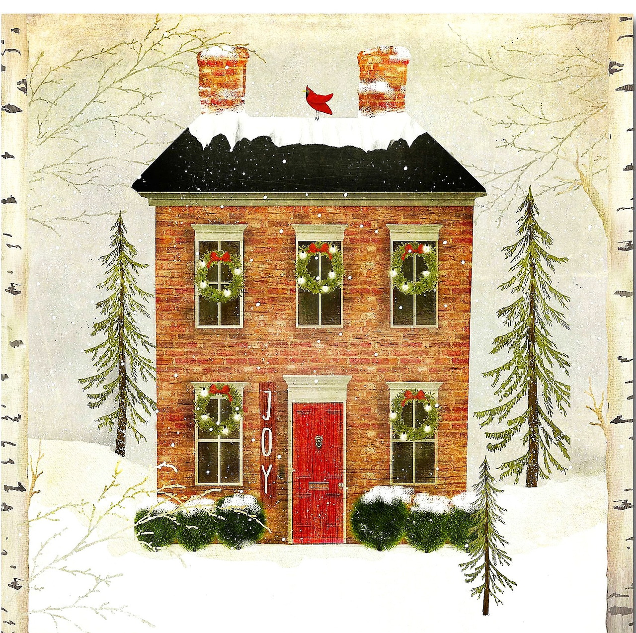 Christmas Brick House Snow