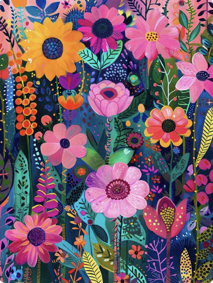 Colorful Floral Garden Illustration