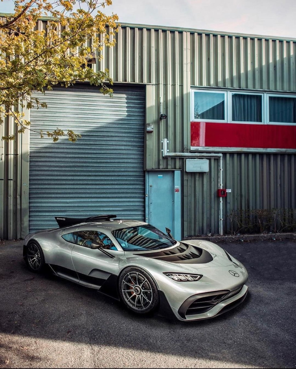 Silver Sports Car Building