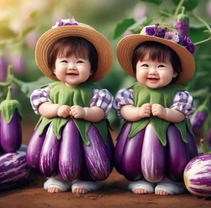 Cute Eggplant Kids