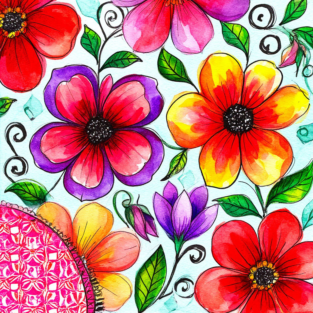 Vibrant Watercolor Flowers