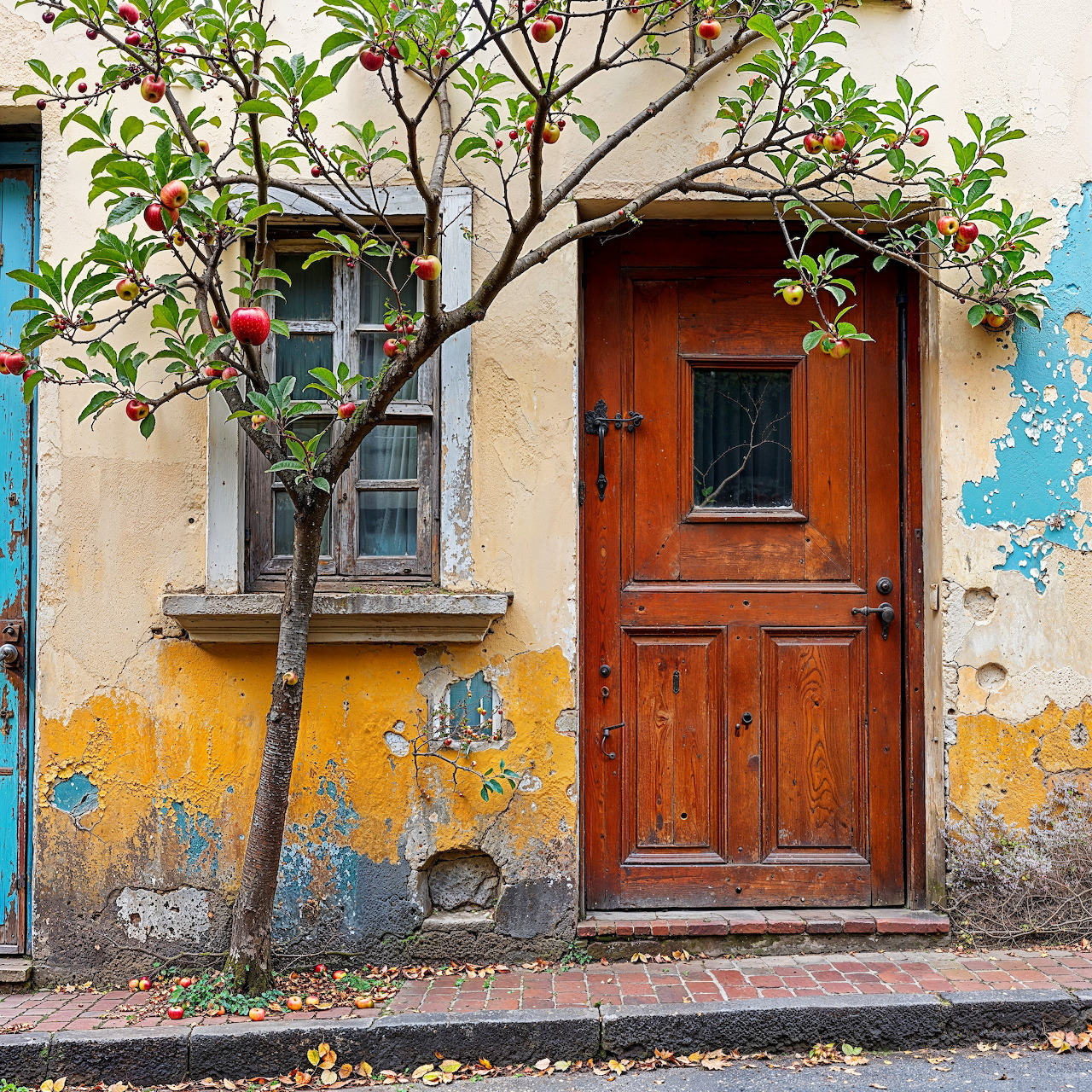 Rustic Door with Apple Tree