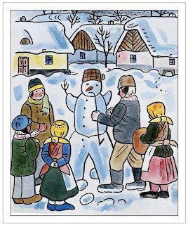 Winter Village Snowman Scene