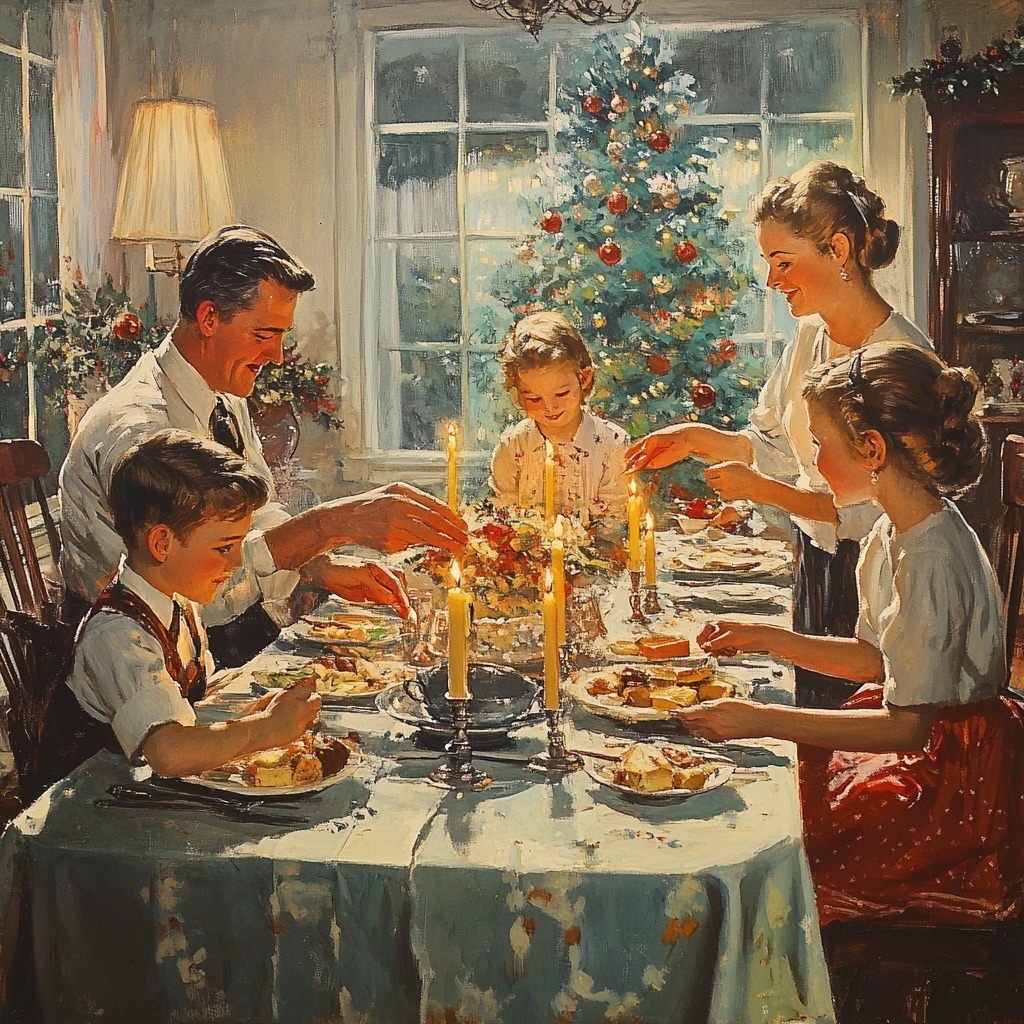 Family Christmas Dinner Scene