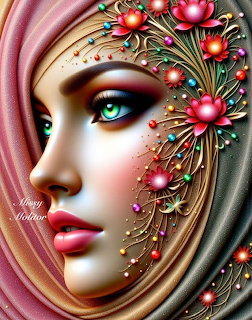 Woman Floral Headpiece Art