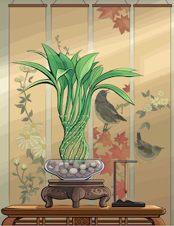 Ikebana Birds Illustration