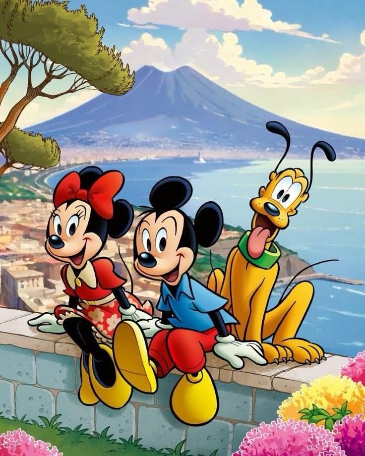 Mickey Minnie Pluto Seaside