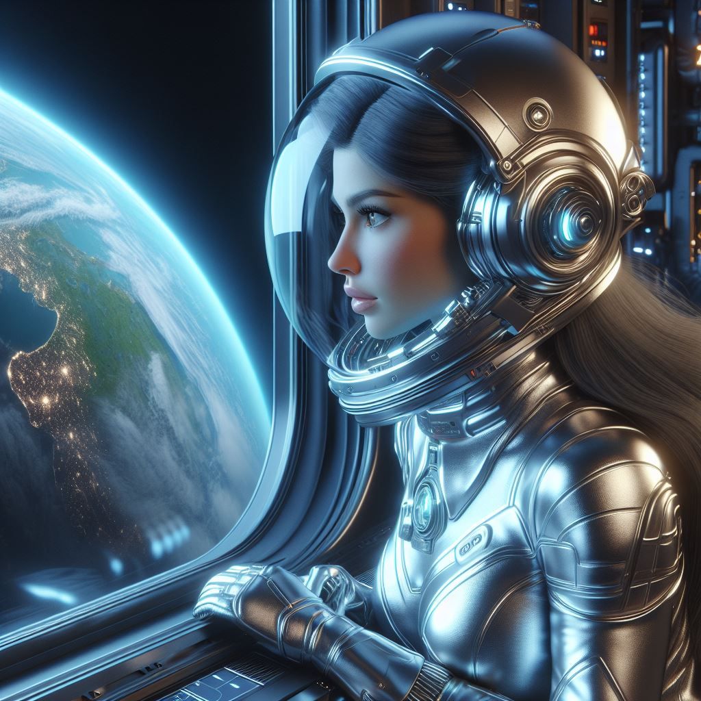 Astronaut Woman In Spaceship