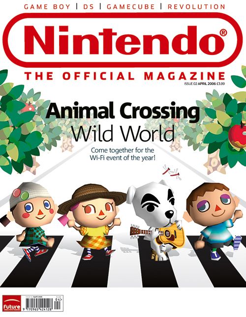 Official Nintendo Magazine cover with Animal Crossing Wild World characters on a zebra crossing