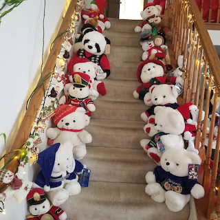 Snowman Plushies on Staircase