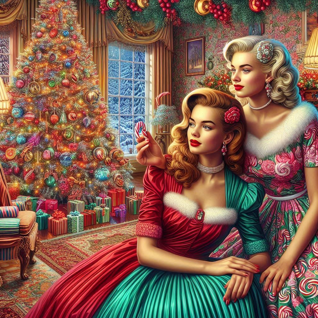 1950s Christmas Interior Painting