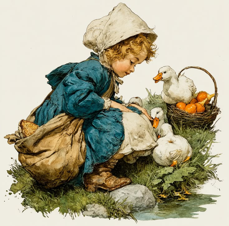 Girl Feeding Ducks