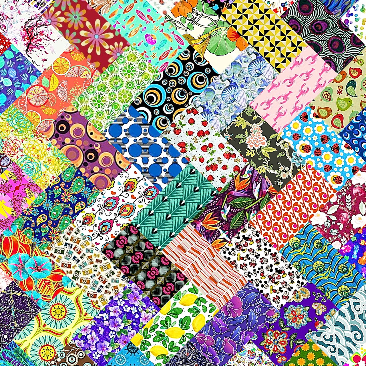 Vibrant Fabric Patchwork Quilt