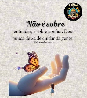 Monarch butterfly on open hand with small child figure and Portuguese inspirational text on textured background