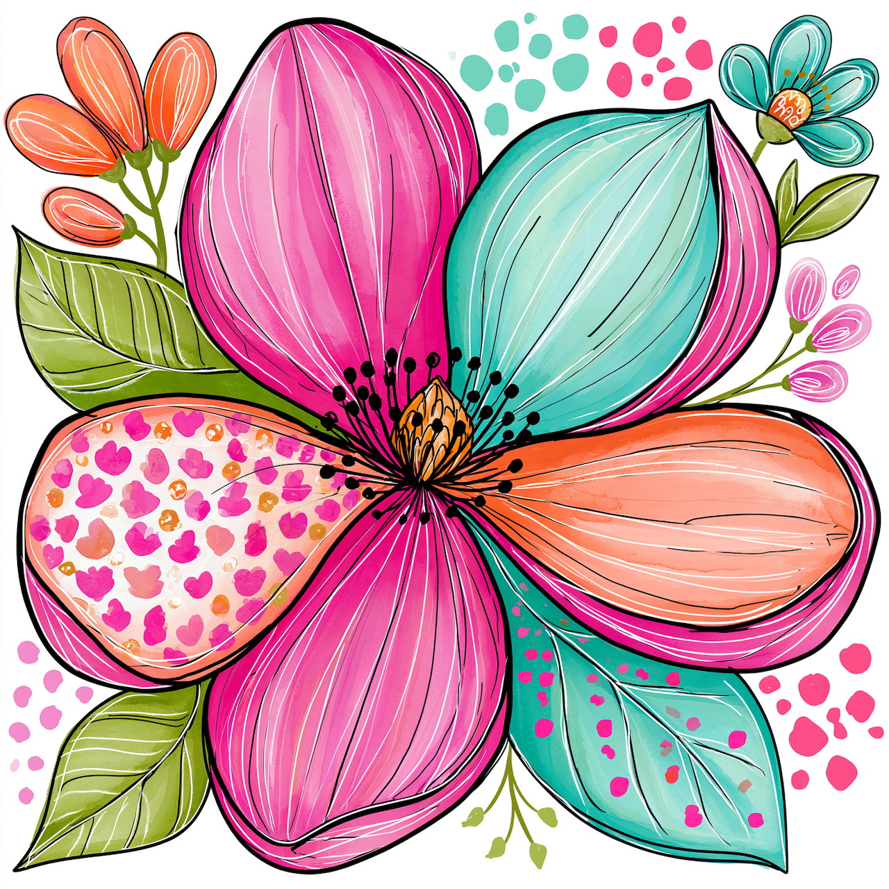 Colorful Abstract Flower Art