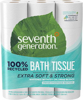 Seventh Generation 100% recycled bath tissue pack, extra soft and strong, with green leaf logo