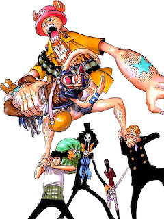 ONE PIECE anime characters in action poses with vibrant colors