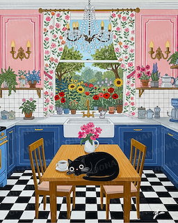 Black Cat in Country Kitchen