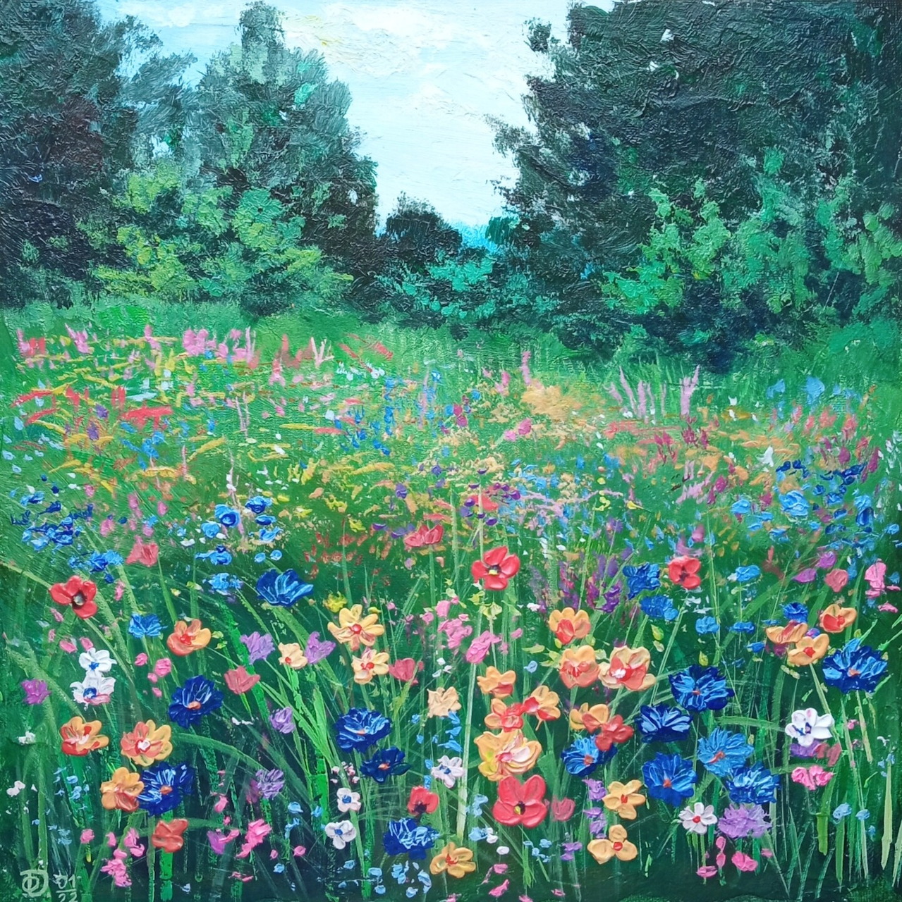 Flower Meadow Landscape Painting