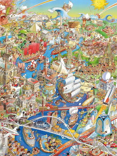 Busy Cartoon Harbor City