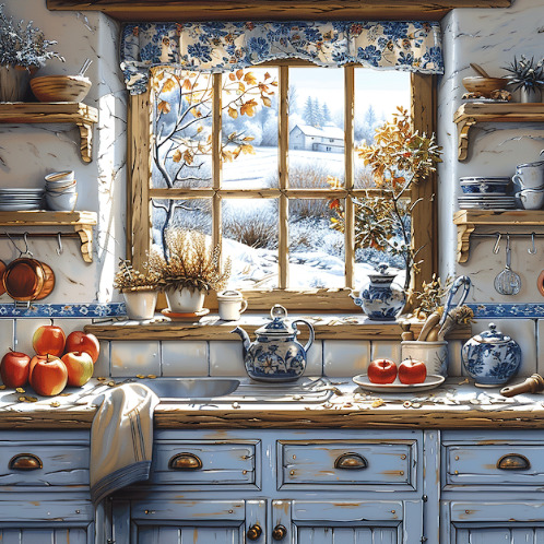 Cozy Cottage Kitchen Winter