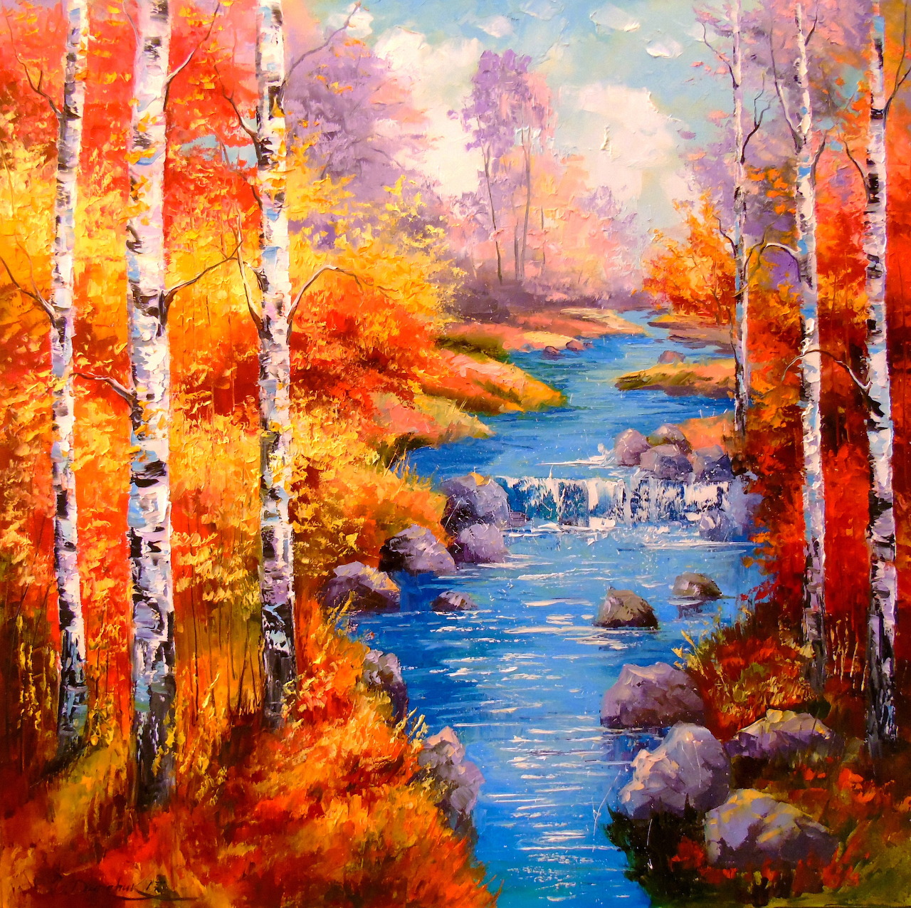 Birch Trees at Stream