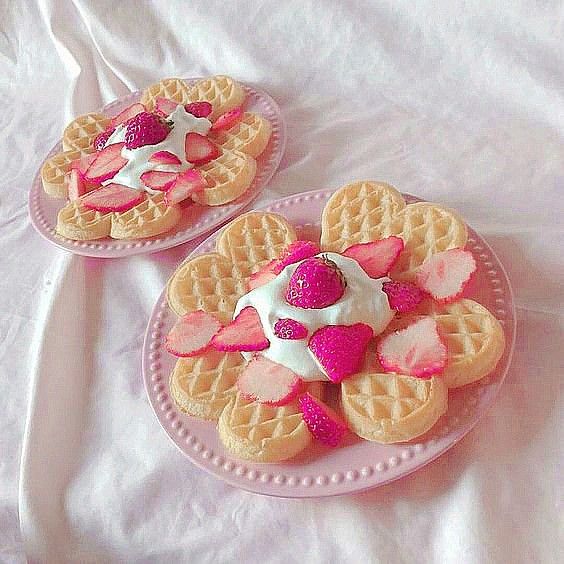 Heart Waffles with Strawberries