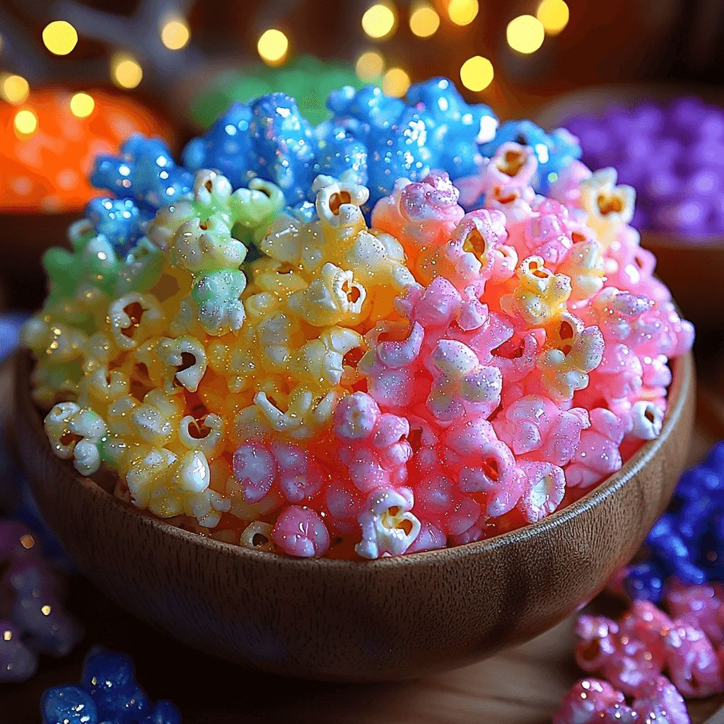 Bowl of colorful rainbow gradient boba pearls with sparkling lights