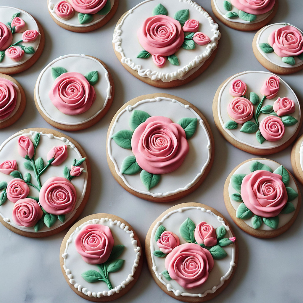 Royal Icing Rose Cookies