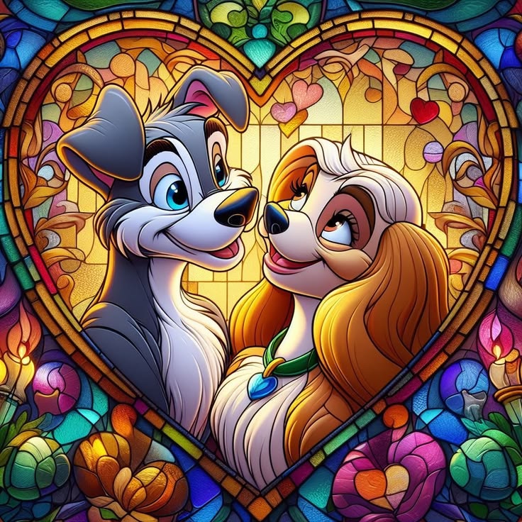 Lady and Tramp Stained Glass