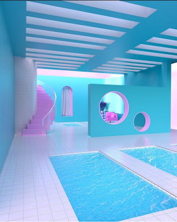 Surreal Vaporwave Indoor Pool